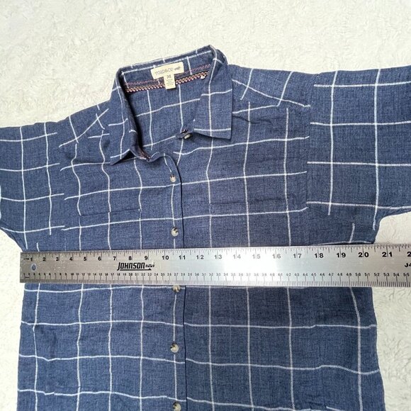 Toad & Co. Womens Button Down Long Sleeve Shirt Medium Check Blue Casual Pockets - Picture 6 of 8